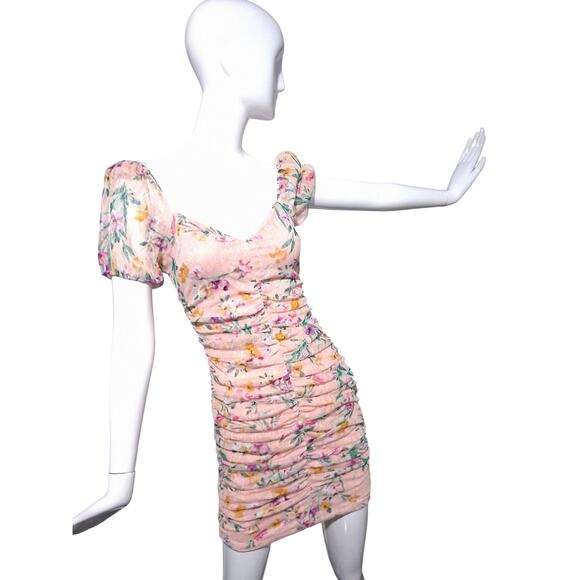 Y2K Guess Sweetheart Neck Womens Size 0 Ruched Bodycon Fairycore Whimsical Dress - Picture 5 of 13